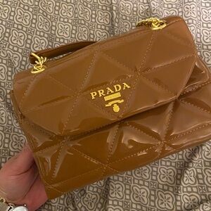Prada Tan Quilted Shoulder Bag